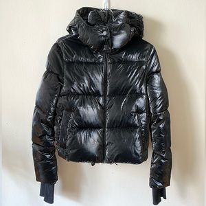 BCBGMaxAzria Shiny Black Quilted Puffer Jacket size XS